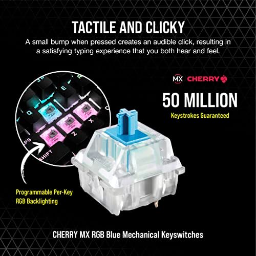 Corsair K70 RGB TKL Champion Series Teclado de jogos mecânicos - Cherry MX Blue