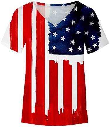 American Flag Impresso Tshirts for Women, 2023 Tops patrióticos 4 de julho Blusa de verão de verão Camiseta de manga curta