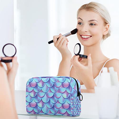 Escala de sereia pequena bolsa de bolsa de maquiagem para bolsa de viagem bolsa de higieness portátil para mulheres presentes