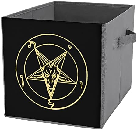 Gold Baphomet Invertido Pentáculo Pentáculo Satânico Satânico Bins de Armazenamento Cubos Cubos Caixas de Armazenamento Trendy