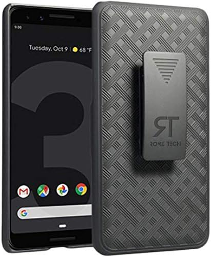 Caixa de telefone de clipe de cinto de correio de Rome para o pixel 3 2018 [não para 3a] - Combinamento de coldre de casca pesado esbelto - capa de telefone robusta com kickstand compatível com o Google Pixel 3 - Black