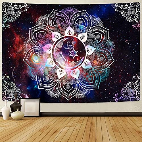 Likiyol Moon Star Tapeçarias Celestial Galaxy Starry Tapeçaria Mandala Tapeçaria Hippie Boho Tapeçaria para Quarto