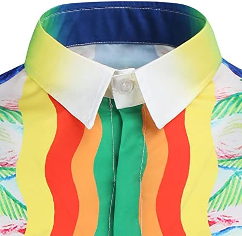 Camisas havaianas de esportes masculinos Button casual para baixo de manga curta Blusa colorida de praia estampada na praia