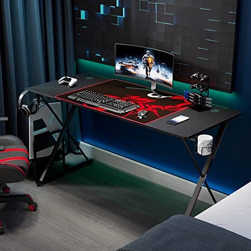 EE Eureka ergonomic 55 polegadas Gaming Desk, Gaming Computer Desk X Shaped, PC Table Table Surface de fibra de