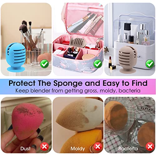 3Pack Makeup Sponge Setent, Caso do liquidificador de beleza de silicone para viagens, esponjas de maquiagem de secagem sucutas Organizador de estojos protetores de transporte para maquiagem portátil Soft