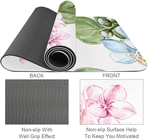 Siebzeh Pink e Blue Flower Pattern Premium grossa de ioga mato ecológico saúde e fitness non slip tapete para todos os
