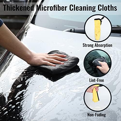 Toalhas de microfibra monohomi para carros, toalha de secagem de carros macios e absorventes de 6 pack, 24 x 12 500gsm, pano de limpeza