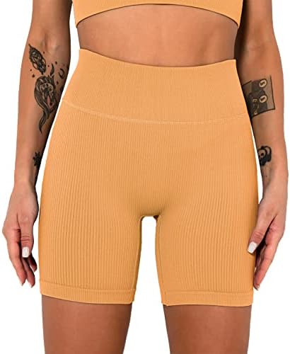 Shorts de motociclista feminino de cor sólida shorts shorts respiráveis ​​altos esportes elásticos de ioga com calças de ioga