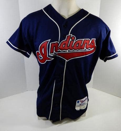2000 Cleveland Indians Game Emitiu Jersey da Marinha 46 DP22146 - Jerseys de MLB usados ​​no jogo