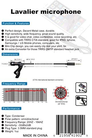 Recordio gam-150 mini clipe-on lapeel lavalier microfone com tomada de saída de fone de ouvido de 3,5 mm para iPhone Android Smartphone DSLR Câmera