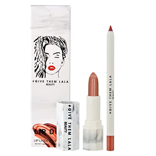 Dê -lhes o Lala Lip Liner e o Lipstick Set - é tudo o kit de lábios para um desgaste duradouro e hidratante - batom e revestimento durante todo