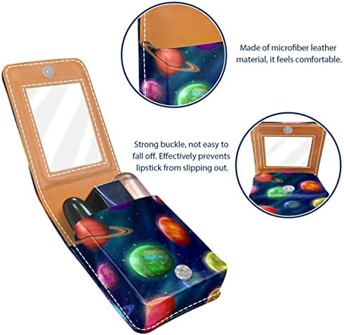Planetas e luas fantásticas Li Pstick Organizer com caixa de armazenamento de batom espelhado caixa de transporte