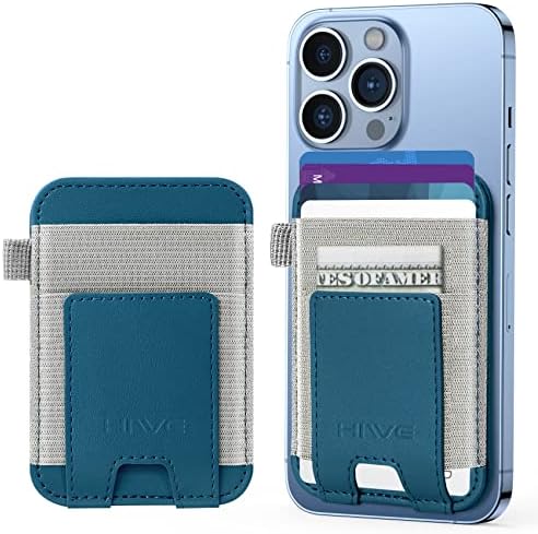 New-upgrade Magnetic Card Police para Apple Magsafe, carteira de couro magnética MagSafe para iPhone 14/13/12 MagSafe, carteira Mag-Safe para traseiro do iPhone 14 iPhone 13/12 Série, encaixa 7 cartões, azul