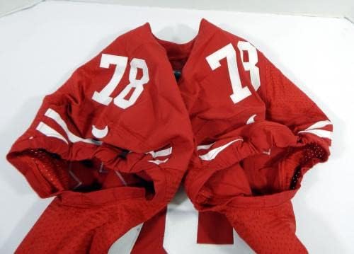 2013 San Francisco 49ers Joe Looney 78 Jogo emitido Red Jersey 46 DP34826 - Jerseys de Jerseys usados ​​na NFL não assinada