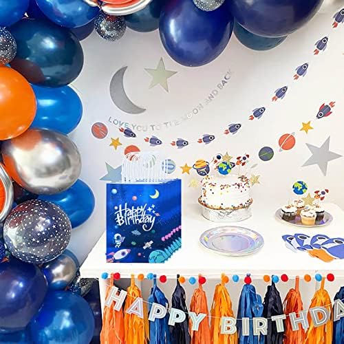 20pcs partido espacial externo bolsas presentes astronauta Party Birthday Party Treats com alças duas sacolas de doces da lua para homem de espaço/robô/galáxia/ufo Tema feliz aniversário Decorações de festa do chá de bebê