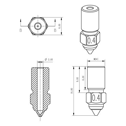 2 pacote de pacote HOTEND APRETADO HOTEND BOBO DE HIGH SPED de alta velocidade 0,4 mm Alta temperatura também compatível