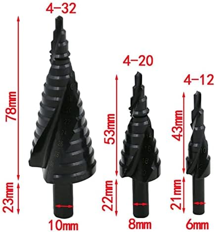 Etapa de perfuração Bits 4-12 4-20 4-32mm HSS Broca de cobalto Etapa Nitrogênio High Speed ​​Speal Spiral Metal Cone Triangle