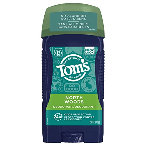 Tom's de desodorante natural de alumínio de longa duração do Maine para homens, North Woods, 2,8 onças.