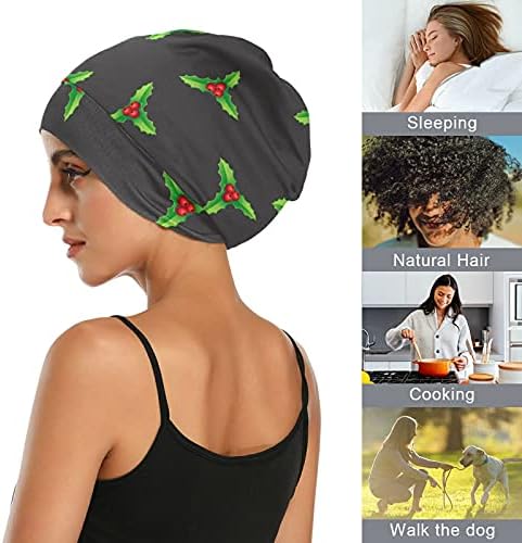Skull Cap boné Sleep Work Hat chapéu de capô para mulheres Red Green Folhas Natal Inverno Ano Novo Capfe de cabeceira de trabalho Hair Headwear
