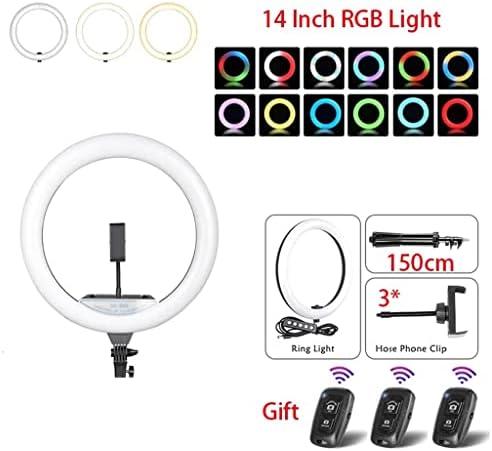 Lepsjgc RGB Ring Light com lâmpada de led de led de suporte para suporte para tripé para streaming de vídeo anel de maquiagem ao vivo