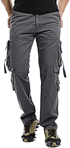 Calças Hehoah para homens, calças de carga casuais masculinas relaxadas calças de trabalho de perna reta com bolsos