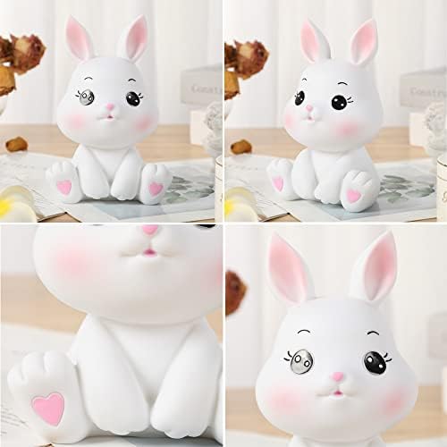 H&W Little Bunny Money Bank, Mini Rabbit Piggy Bank, Melhor Bitrthday Gift, branco