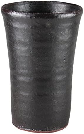 Chiharu Kumamoto Black Karatsu Cup, grande, cerâmica Karatsu, altura aprox. 4,5 polegadas)