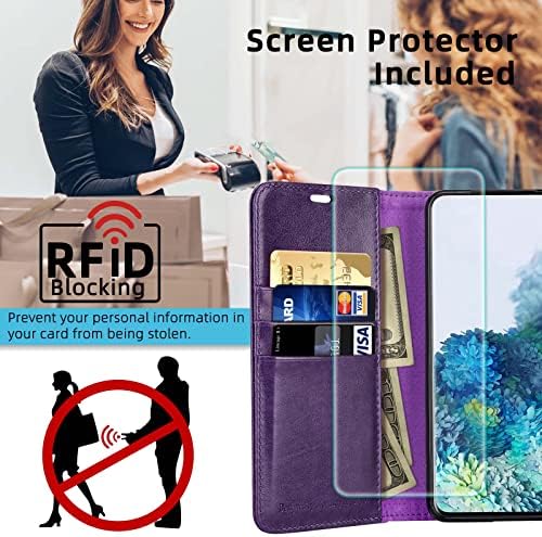 Monasay Galaxy S21+Plus 5G Caixa da carteira, 6,7 polegadas [protetor de tela incluído] [Bloqueio RFID] Flip Folio Leather Cell Telep