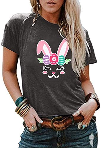 Camiseta de páscoa de cggmvcg camisetas femininas coelhas de coelho
