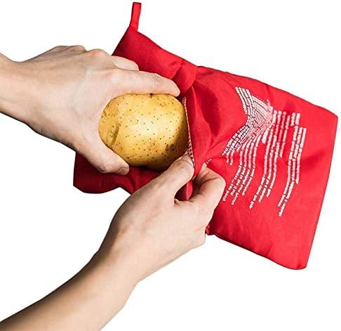 Kiseer 3 pacote reutilizável Microondas Bolsa de batata assada bolsa de panela de batata assada, vermelho