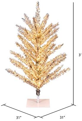 Vickerman 3 'de alumínio vintage Árvore de Natal Artificial, Branco quente Baixa tensão LED LED LUZES DE 3MM - Árvore de Natal Faux - Decoração de casa interna sazonal