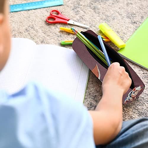 Porco comendo um trevo deixar lápis case student papelary bolsa zíper bolsa de maquiagem bolsa de cosméticos para estudantes estudantes