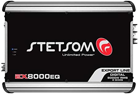 Stetom Ex 8000 Eq 2 ohm Mono Car Audio Amplifier, 8000.1 8k watts rms, 2Ω estável range hd qualidade md crossover hpf