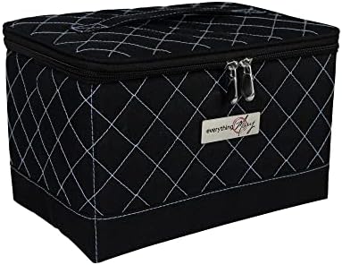 TUDO Caixa de Organizador de Kit de Sewing Collapsível Mary, Black & Blue Quilted - Supplies Storage Basce