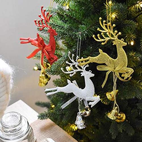 Decorações de Natal de Nuobester 12pcs Arenamentos de sino de árvore de Natal Ornamentos de renas com rena com jingle Bell e