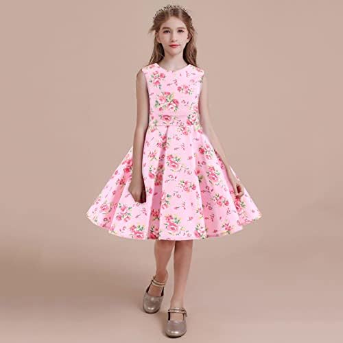 Roupas confortáveis ​​Vestido sem mangas do vestido Kid Dots Prinha Floral Children Girl Princesa Roupas Meninas vestidos