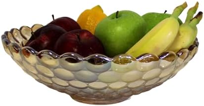 Industries confiáveis ​​inc. Essentials Decorative Amber Dot Glass Fruit Bowl Centropipe Casa Décora 11.75