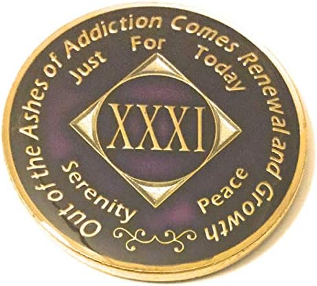 Linha de recuperação de 31 anos na Deep Purple & Gold Tri Plate Medallion -Chip, moeda, token