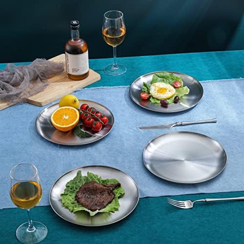 304 Placa de jantar de aço inoxidável de grau de alimento para pratos principais, carne grelhada, sobremesa, salada e