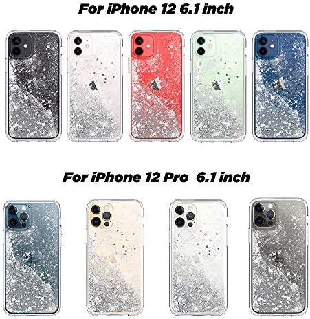 Caixa de brilho de prata UCOLOR Compatível com iPhone 12 Pro/iPhone 12 cachoeira Pedra -arenitária e estojo de proteção transparente