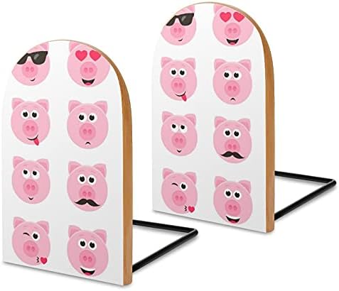 Pig Smiley Faces Livro Ends para prateleiras Holdren Booknds Holder for Heavy Books Divider Modern Decorative 1 par