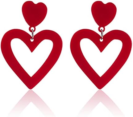 Set Heart Love Retângulo Caso casal colorido Brincos de bloqueio de argola colorido 80 90s Brincos retrô Retângulo para