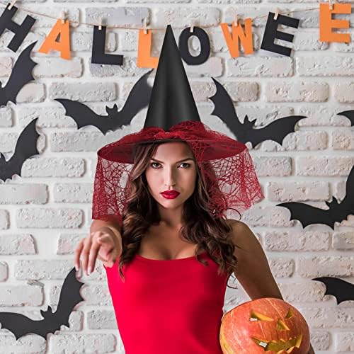 Yahenda 6 peças Halloween vintage Hat Hatard Cap trajes de renda Véils Cosplay Acessórios de bruxa para Halloween Cosplay