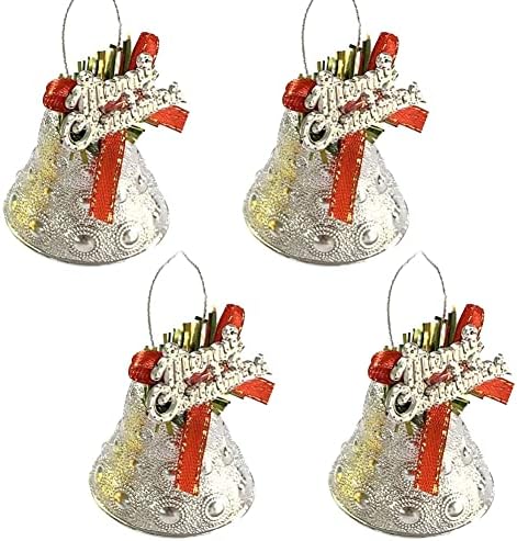 4 Pacote de Natal Mini Bow com sinos, para a árvore de Natal Diy Party Decoration Decor Home Decor pendurando acessórios