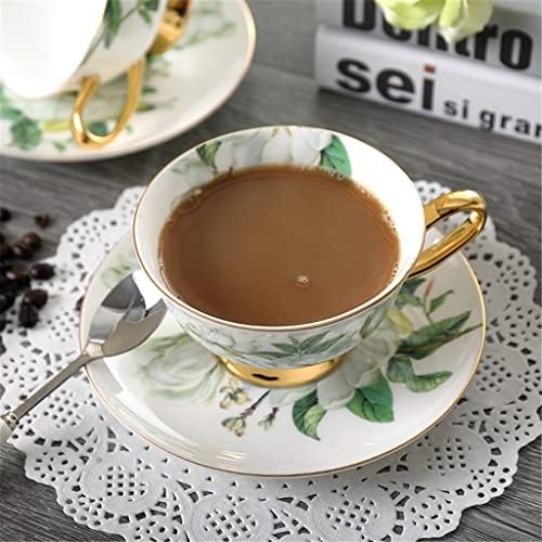 MJWDP Estilo europeu 15 Porcelana de porcelana Copa de café em cerâmica e pires em inglês Conjunto de café do chá da