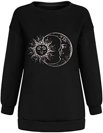 Sorto para mulheres de grandes dimensões lua de lua solar capuz de manga longa casual jumper vintage sweater sweater