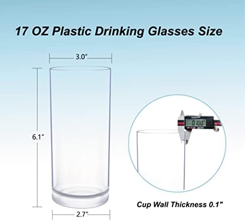 Higiinc 17 onça Plástico, plástico plástico Platched Water Tumbler, copos de bebida inquebrável, lava-louças e um conjunto
