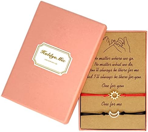 Bracelete Haldyemic Pinky Promise para presentes do Dia das Mães com caixa de presente Amizade de casal Distância para as