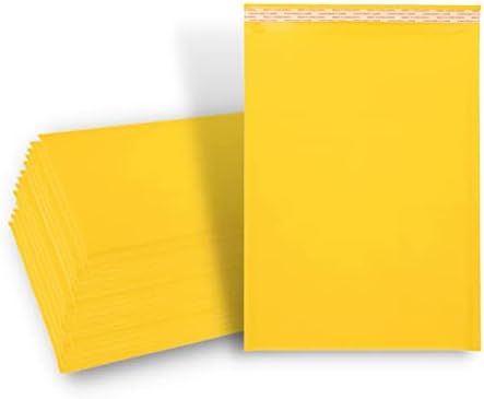 PSBM Kraft Bubble Mailer, 9,5 polegadas x 14,5 polegadas, 4200 pacote, envelope de remessa acolchoada mala direta, amarelo -ouro,