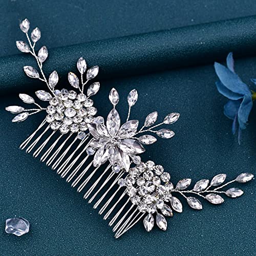 Gaodesi Crystal Wedding Hair pente de noiva Stromestone Flower Hair Pedaço Denador de casamento Acessórios para mulheres e meninas